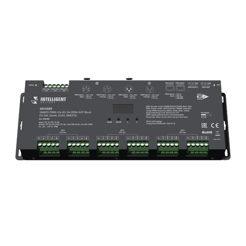 INTELLIGENT ARLIGHT Декодер SMART-PWM-124-83-SH-RDM-SUF Black (12-24V, 24x4A, XLR3, DMX512) (Arlight, IP20 Металл, 5 лет)