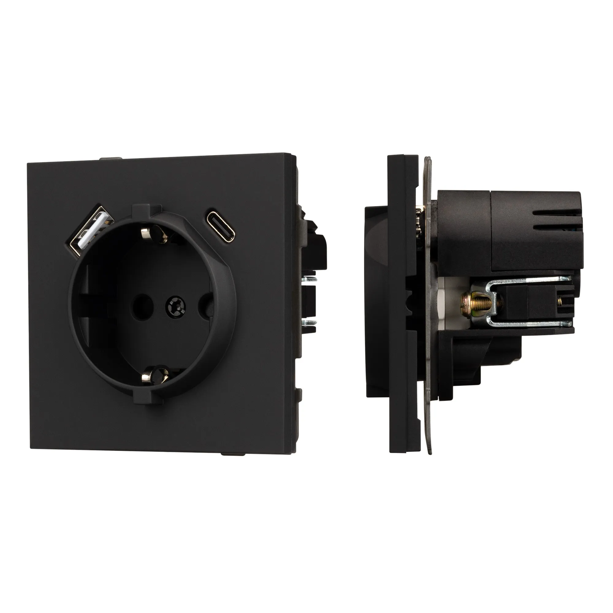 Механизм розетки с USB зарядкой SCT-TENDO-MUAC-SFPL-BK (230V, 16A) (Arlight, -) - изображение товара